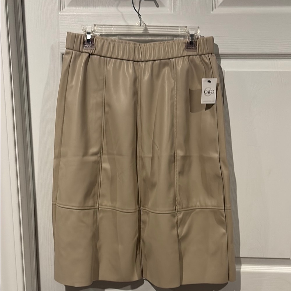 Cato Faux Leather Knee-Length Skirt - Beige Taupe